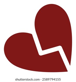 Shattered heart icon - emotional distress and breakup concept symbol