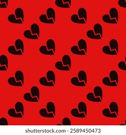 Shattered heart seamless pattern - emotional distress and breakup concept background