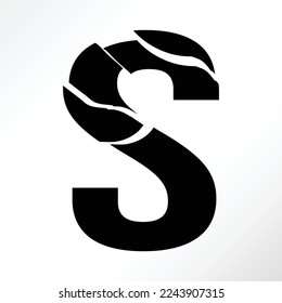 Shattered letter s in black color