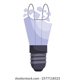 Shattered light bulb representing a creative block, burnout, or loss of inspiration