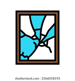 shattered mirror fracture color icon vector. shattered mirror fracture sign. isolated symbol illustration