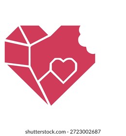 Shattered polygon heart shape symbol representing divorce pain and lost love emotion