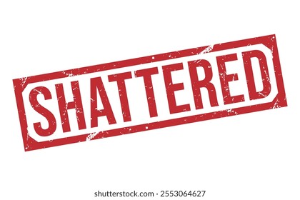 SHATTERED Red rubber stamp on white background. SHATTERED stamp sign. SHATTERED stamp.