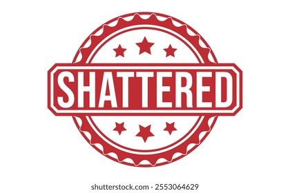 SHATTERED Red rubber stamp on white background. SHATTERED stamp sign. SHATTERED stamp.