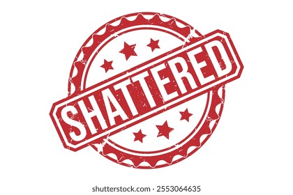 SHATTERED Red rubber stamp on white background. SHATTERED stamp sign. SHATTERED stamp.