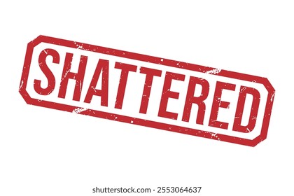 SHATTERED Red rubber stamp on white background. SHATTERED stamp sign. SHATTERED stamp.