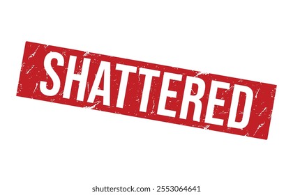 SHATTERED Red rubber stamp on white background. SHATTERED stamp sign. SHATTERED stamp.