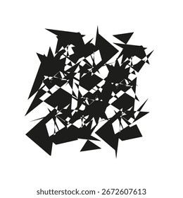 Shattered triangle shapes. Geometric abstract pattern. Distorted explosive forms. Vector graphic texture. EPS 10.