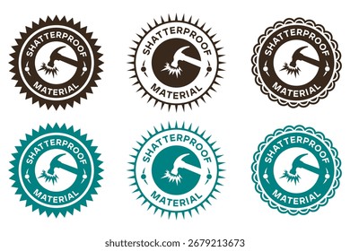 Conjunto de diseño de insignia de icono de material a prueba de golpes para etiquetado de Producto