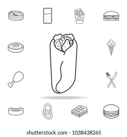 shaurma, burito and doner line icon. Detailed set of fast food icons. Premium quality graphic design. One of the collection icons for websites, web design, mobile app on white background