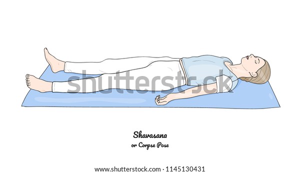 シャバサナか死体のポーズ ヨガの練習 ベクター画像 のベクター画像素材 ロイヤリティフリー