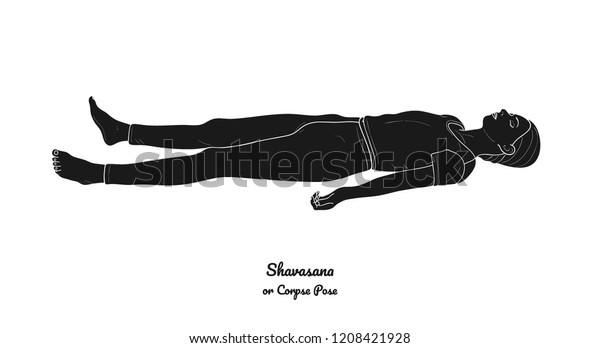 Shavasana Corpse Pose Yoga Practice Vector Stock Vector Royalty Free