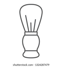Shave brush thin line icon, barber and hairstyle, barber brush sign, vector graphics, a linear pattern on a white background, eps 10.