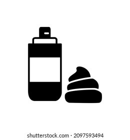 Shave Cream Icon in black flat glyph, filled style isolated on white background