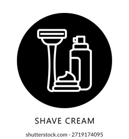 Botón De Icono De Crema De Afeitar, Mini Ilustración Relacionada Con El Cuidado Personal. Uso Para El Concepto Moderno, Ui, Web Ux Y Desarrollo De App.