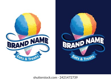 Shave ice dessert illustration vector logo design