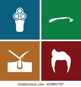 Shave icons set. set of 4 shave filled icons such as man hairstyle, electric razor, razor