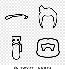 Shave icons set. set of 4 shave outline icons such as man hairstyle, electric razor