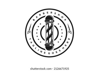Shave with Masculine Mustache and Bowler Hat for Vintage Retro Hipster Barbershop Hair Salon Logo design