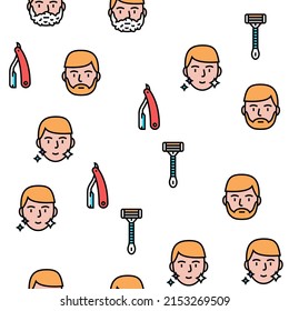 Shave Treat Accessory Vector Seamless Pattern Thin Line Illustration