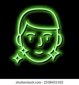 shaved face man neon light sign vector. shaved face man illustration