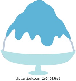 Shaved Ice Blue Hawaii Flavor Simple Cute Dessert (Vector Material)