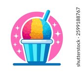 Shaved ice cream logo design vector illustration template