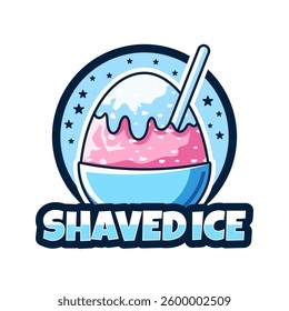 Shaved ice cream logo vector in circle