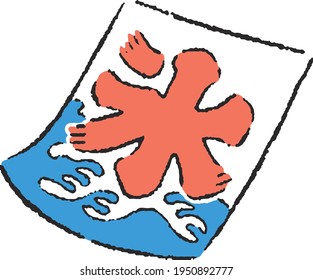 
Shaved ice flag. icon. Hand drawn.