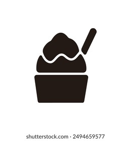 Shaved ice icon. Flat silhouette version.