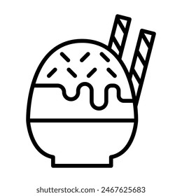 Shaved ice icon in thin line style Vector illustration graphic design