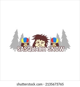 Shaved Ice Logo With Snow And Sasquatch Icon