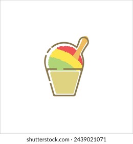 Shaved ice logo vector illustration, off side color vector, suitable for wall decoration, background etc