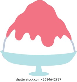 Shaved ice strawberry flavor simple cute dessert (vector material)