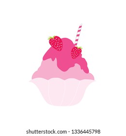 Shaved ice with strawberry vector illustration