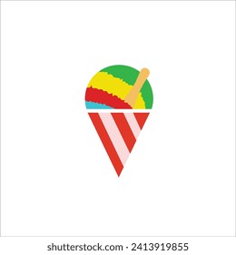 Shaved ice, summer, rainbow, vector illustration