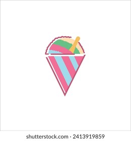 Shaved ice, summer, rainbow, vector illustration