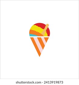 Shaved ice, summer, rainbow, vector illustration