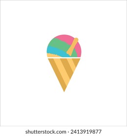 Shaved ice, summer, rainbow, vector illustration