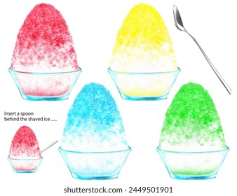 shaved ice syrup strawberry melon blue Hawaii lemon