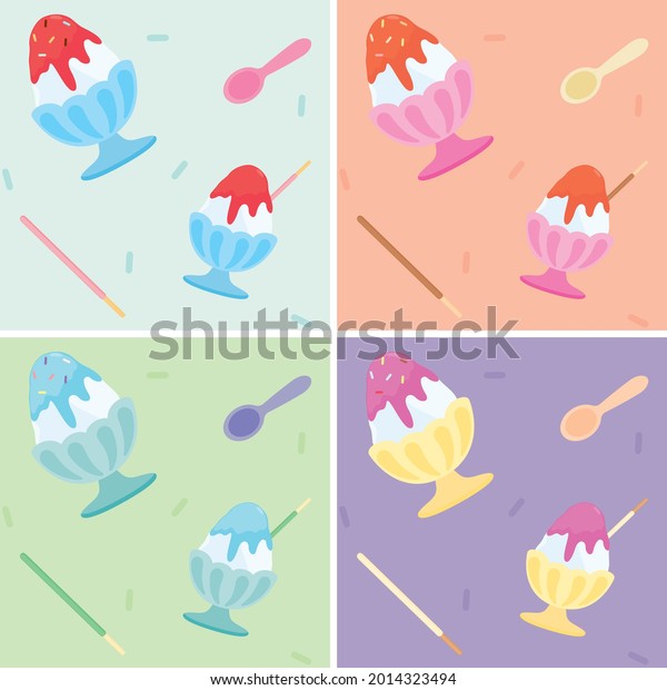 かき氷とトッピング のベクター画像素材 ロイヤリティフリー Shutterstock