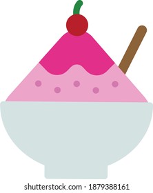 Shaved Ice Vector Icon in Flat Style. Shaved ice is made from finely shaved ice or finely shaved ice and sweet spices or syrup. Vector illustration icon can be used for an app, web, or logo