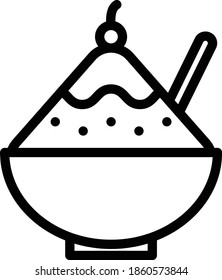 Shaved Ice Vector Icon in Outline Style. Shaved ice is made from finely shaved ice or finely shaved ice and sweet spices or syrup. Vector illustration icon can be used for an app, website, or logo