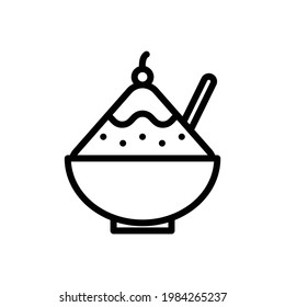 Shaved Ice Vector Icon in Outline Style. Shaved ice is made from finely shaved ice or finely shaved ice and sweet spices or syrup. Vector illustration icon can be used for an app, website, or logo