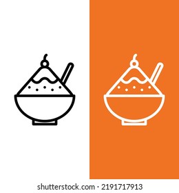 Shaved Ice Vector Icon in Outline Style. Shaved ice is made from finely shaved ice or finely shaved ice and sweet spices or syrup. Vector illustration icon can be used for an app, website, or logo