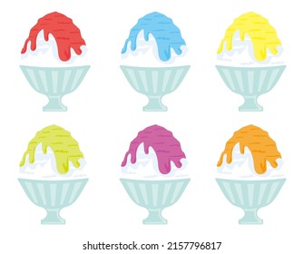 Shaved ice.Illustration of summer.Vector illustration.