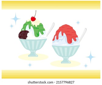 Shaved Eis.Illustration of summer.Vector Illustration.