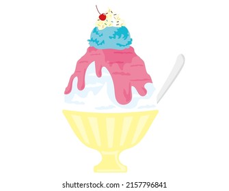 Shaved ice.Illustration of summer.Vector illustration.