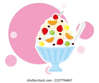 Shaved ice.Illustration of summer.Vector illustration.