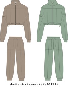 shaved three-thread fabric design
women cosy wear set high neck and sweatpants vector template 